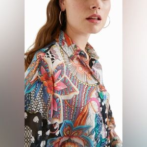 Boho floral puffed shirt